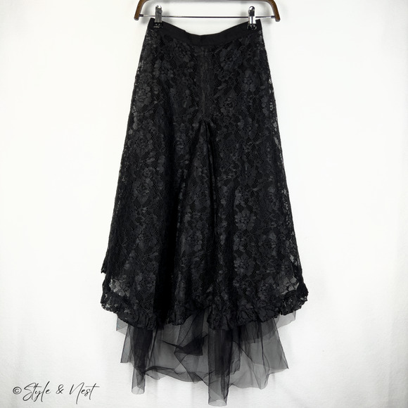 Women's Sheer Mesh Witchy Maxi Tulle Festival Rave Whimsigoth Fairy Skirt Gothic - Picture 3 of 5